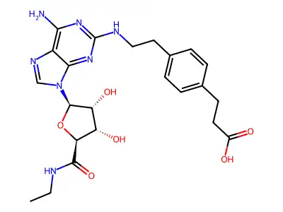 Benzenepropanoic acid, 4-[2-[[6-amino-9-(N-ethyl-|A-D-ribofuranuronamidosyl)-9H-purin-2-yl]amino]ethyl]- structure