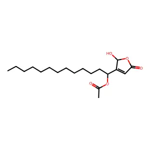 1-(2-hydroxy-5-oxo-2H-furan-3-yl)tridecyl acetate structure