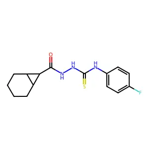 1-[[(1S,6R)-bicyclo[4.1.0]heptane-7-carbonyl]amino]-3-(4-fluorophenyl)thiourea structure