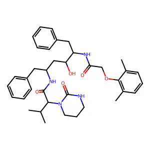 N-[5-[[2-(2,6-dimethylphenoxy)acetyl]amino]-4-hydroxy-1,6-diphenylhexan-2-yl]-3-methyl-2-(2-oxo-1,3-diazinan-1-yl)butanamide structure