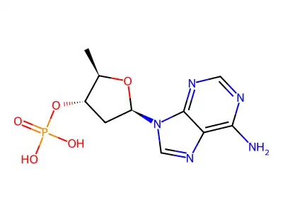 Phosphoric acid [5-(6-aminopurin-9-YL)-2-methyltetrahydrofuran-3-YL] ester structure
