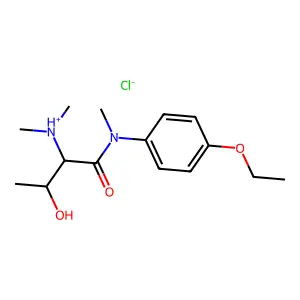 [1-(4-ethoxy-N-methylanilino)-3-hydroxy-1-oxobutan-2-yl]-dimethylazanium chloride structure