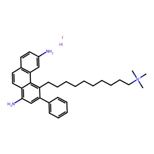 10-(1,6-diamino-3-phenylphenanthren-4-yl)decyl-trimethylazanium;iodide;hydroiodide structure