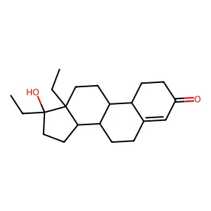 (8R,9S,10R,13S,14S,17S)-13,17-diethyl-17-hydroxy-1,2,6,7,8,9,10,11,12,14,15,16-dodecahydrocyclopenta[a]phenanthren-3-one structure