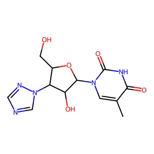 1-[(2R,3S,4S,5S)-3-hydroxy-5-(hydroxymethyl)-4-(1,2,4-triazol-1-yl)oxolan-2-yl]-5-methylpyrimidine-2,4-dione structure