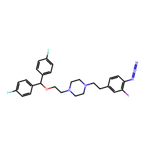 1-[2-(4-azido-3-iodophenyl)ethyl]-4-[2-[bis(4-fluorophenyl)methoxy]ethyl]piperazine structure