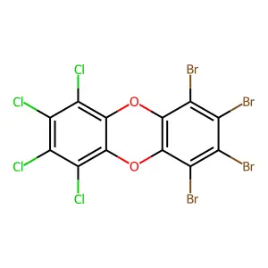 1,2,3,4-tetrabromo-6,7,8,9-tetrachlorodibenzo-p-dioxin structure