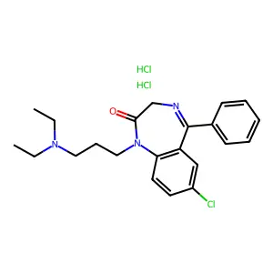 7-chloro-1-[3-(diethylamino)propyl]-5-phenyl-3H-1,4-benzodiazepin-2-onedihydrochloride structure