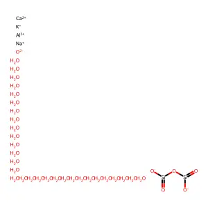 aluminumcalciumpotassiumsodiumoxido-[oxido(oxo)silyl]oxy-oxosilaneoxygen(2-)triacontahydrate structure