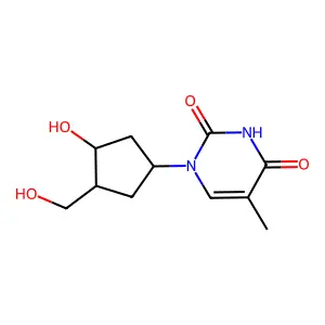 1-[(1S,3R,4S)-3-hydroxy-4-(hydroxymethyl)cyclopentyl]-5-methylpyrimidine-2,4-dione structure
