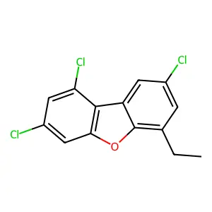 1,3,8-Trichloro-6-ethyl-dibenzofuran structure