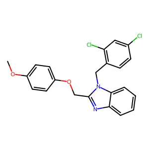 1-(2,4-dichlorobenzyl)-2-[(4-methoxyphenoxy)methyl]-1H-benzimidazole structure