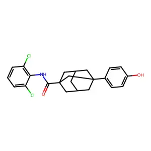 N-(2,6-dichlorophenyl)-3-(4-hydroxyphenyl)adamantane-1-carboxamide structure