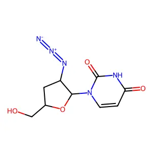 1-[(2R,3R,5S)-3-azido-5-(hydroxymethyl)oxolan-2-yl]pyrimidine-2,4-dione structure