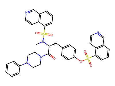 Isoquinoline-5-sulfonic acid 4-[2-[(isoquinoline-5-sulfonyl)-methyl-amino]-3-oxo-3-(4-phenyl-piperazin-1-yl)-propyl]-phenyl ester structure