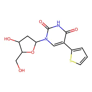 1-[(2S,4S,5R)-4-hydroxy-5-(hydroxymethyl)oxolan-2-yl]-5-thiophen-2-ylpyrimidine-2,4-dione structure