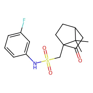 1-[(1R,4S)-7,7-dimethyl-2-oxo-1-bicyclo[2.2.1]heptanyl]-N-(3-fluorophenyl)methanesulfonamide structure