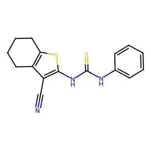 1-(3-cyano-4,5,6,7-tetrahydro-1-benzothiophen-2-yl)-3-phenylthiourea structure