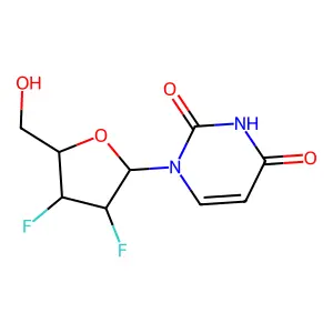 1-[(2R,3S,4R,5R)-3,4-difluoro-5-(hydroxymethyl)oxolan-2-yl]pyrimidine-2,4-dione structure