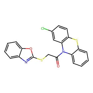 10-[(1,3-benzoxazol-2-ylthio)acetyl]-2-chloro-10H-phenothiazine structure