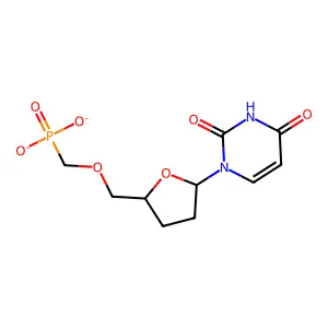 1-[(2R,5S)-5-(phosphonatomethoxymethyl)oxolan-2-yl]pyrimidine-2,4-dione structure