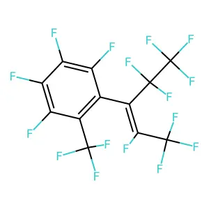 1,2,3,4-tetrafluoro-5-(1,1,1,2,4,4,5,5,5-nonafluoropent-2-en-3-yl)-6-(trifluoromethyl)benzene structure