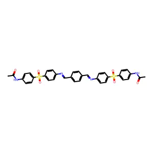 N-[4-[4-[[4-[[4-(4-acetamidophenyl)sulfonylphenyl]iminomethyl]phenyl]methylideneamino]phenyl]sulfonylphenyl]acetamide structure