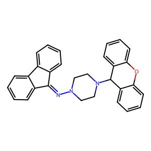 N-[4-(9H-xanthen-9-yl)piperazin-1-yl]fluoren-9-imine structure
