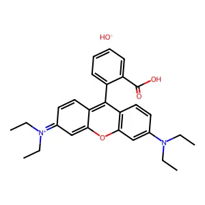 [9-(2-carboxyphenyl)-6-(diethylamino)xanthen-3-ylidene]-diethylazanium hydroxide structure