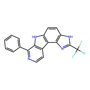 12-phenyl-4-(trifluoromethyl)-3,5,10,13-tetrazatetracyclo[7.7.0.02,6.011,16]hexadeca-1(9),2(6),3,7,11(16),12,14-heptaene structure