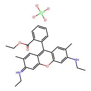 Xanthylium, 9-[2-(ethoxycarbonyl)phenyl]-3,6-bis(ethylamino)-2,7-dimethyl-, perchlorate (1:1) structure