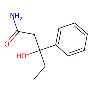 3-hydroxy-3-phenylpentanamide structure