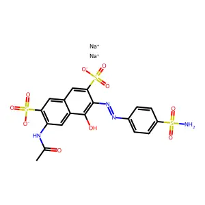 Disodium 6-(acetylamino)-3-((4-(aminosulphonyl)phenyl)azo)-4-hydroxynaphthalene-2,7-disulphonate structure
