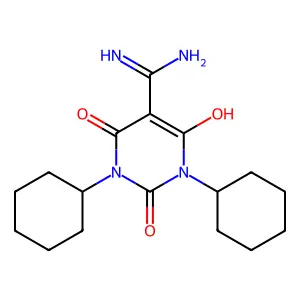 1,3-Dicyclohexyl-6-hydroxy-2,4-dioxo-1,2,3,4-tetrahydropyrimidine-5-carboximidamide structure