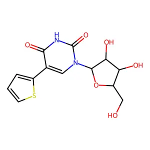 1-[(2R,3S,4S,5R)-3,4-dihydroxy-5-(hydroxymethyl)oxolan-2-yl]-5-thiophen-2-ylpyrimidine-2,4-dione structure