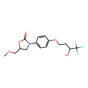 (5R)-5-(methoxymethyl)-3-[4-[(3R)-4,4,4-trifluoro-3-hydroxybutoxy]phenyl]-1,3-oxazolidin-2-one structure