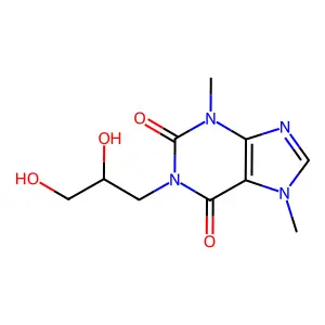 1-(2,3-dihydroxypropyl)-3,7-dimethylpurine-2,6-dione structure