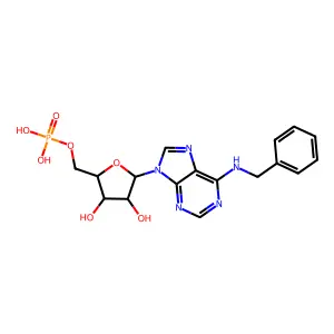 [(2R,3S,4R,5R)-5-[6-(benzylamino)purin-9-yl]-3,4-dihydroxyoxolan-2-yl]methyl dihydrogen phosphate structure
