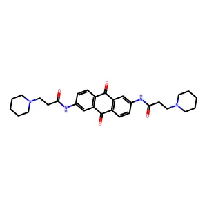 N-[9,10-dioxo-6-(3-piperidin-1-ylpropanoylamino)anthracen-2-yl]-3-piperidin-1-ylpropanamide structure