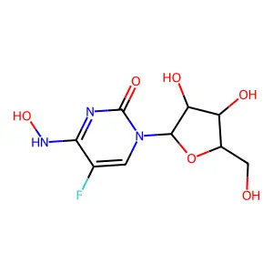 1-[3,4-dihydroxy-5-(hydroxymethyl)oxolan-2-yl]-5-fluoro-4-(hydroxyamino)pyrimidin-2-one structure