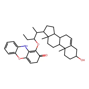 1-[(2S)-2-[(3S,8S,9S,10R,13S,14S,17R)-3-hydroxy-10,13-dimethyl-2,3,4,7,8,9,11,12,14,15,16,17-dodecahydro-1H-cyclopenta[a]phenanthren-17-yl]pentan-3-yl]oxy-3,10-dihydrophenoxazin-2-one structure