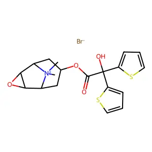 (9,9-Dimethyl-3-oxa-9-azoniatricyclo[3.3.1.02,4]nonan-7-yl) 2-hydroxy-2,2-dithiophen-2-ylacetatebromide structure