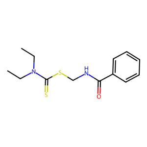 CARBAMIC ACID, DIETHYLDITHIO-, BENZAMIDOMETHYL ESTER structure