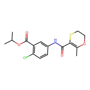 1-methyl ethyl 1-chloro-5-[[(5,6dihydro-2-methyl-1,4-oxathiin-3-yl)carbonyl]amino]benzoate structure
