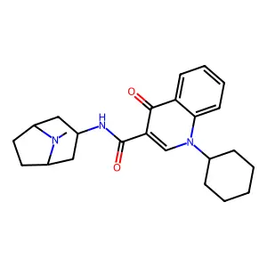 1-cyclohexyl-N-[(1R,5S)-8-methyl-8-azabicyclo[3.2.1]octan-3-yl]-4-oxoquinoline-3-carboxamide structure