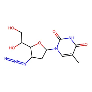 1-[(2R,4S)-4-azido-5-[(1R)-1,2-dihydroxyethyl]oxolan-2-yl]-5-methylpyrimidine-2,4-dione structure