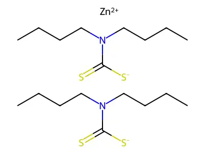 Zinc dibutyldithiocarbamate structure