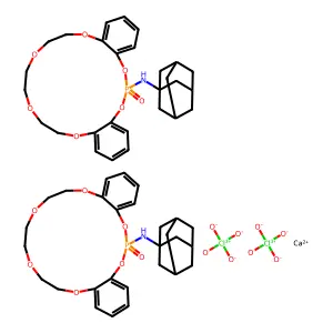 calciumbis(N-(1-adamantyl)-3-oxo-2,4,11,14,17,20-hexaoxa-3lambda5-phosphatricyclo[19.4.0.05,10]pentacosa-1(25),5,7,9,21,23-hexaen-3-amine)diperchlorate structure
