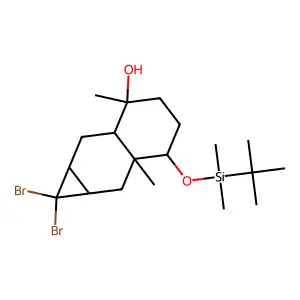 1,1-dibromo-6-[tert-butyl(dimethyl)silyl]oxy-3,6a-dimethyl-1a,2,2a,4,5,6,7,7a-octahydrocyclopropa[g]naphthalen-3-ol structure