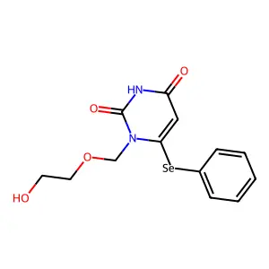 1-(2-hydroxyethoxymethyl)-6-phenylselanylpyrimidine-2,4-dione structure
